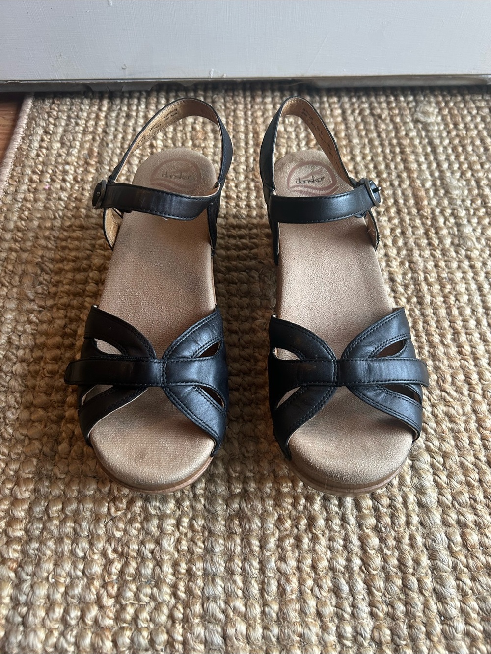 Dansko Women’s Black Leather Strappy Slingback Sandals